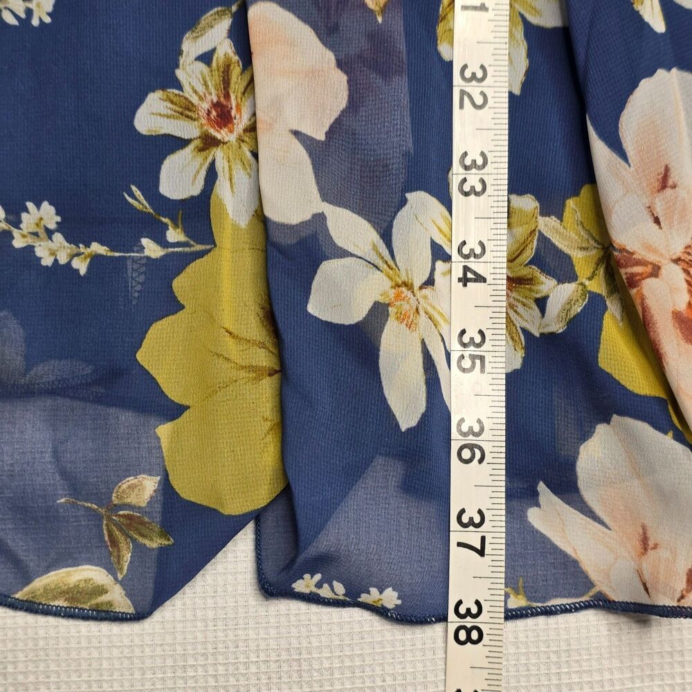 Enfocus Studio Womens 6 Blue Floral A‑Line Dress Sleeveless Belted Summer - Picture 12 of 16
